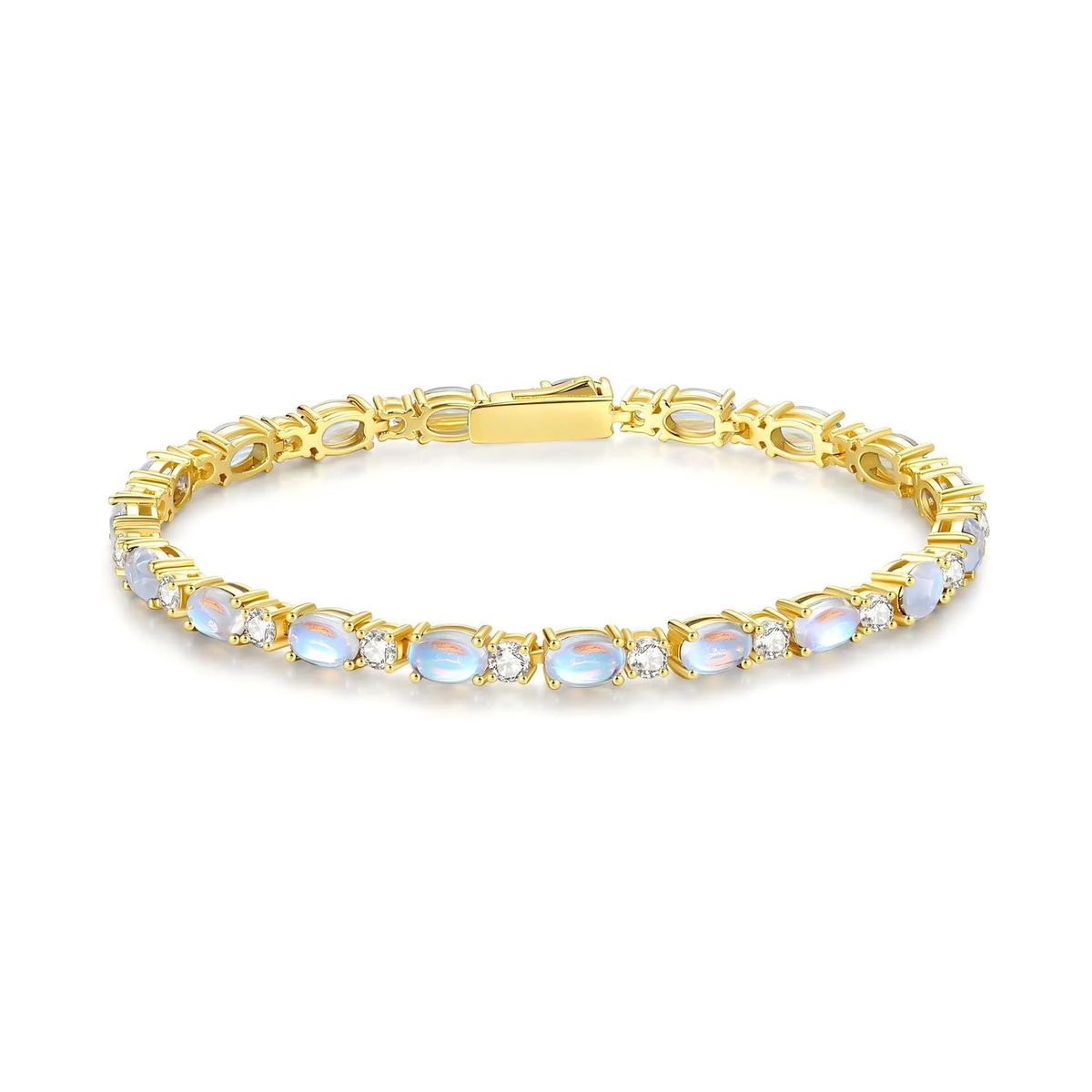 14K Gold Plated Silver Birthstone Tennis Bracelets for Women 7"