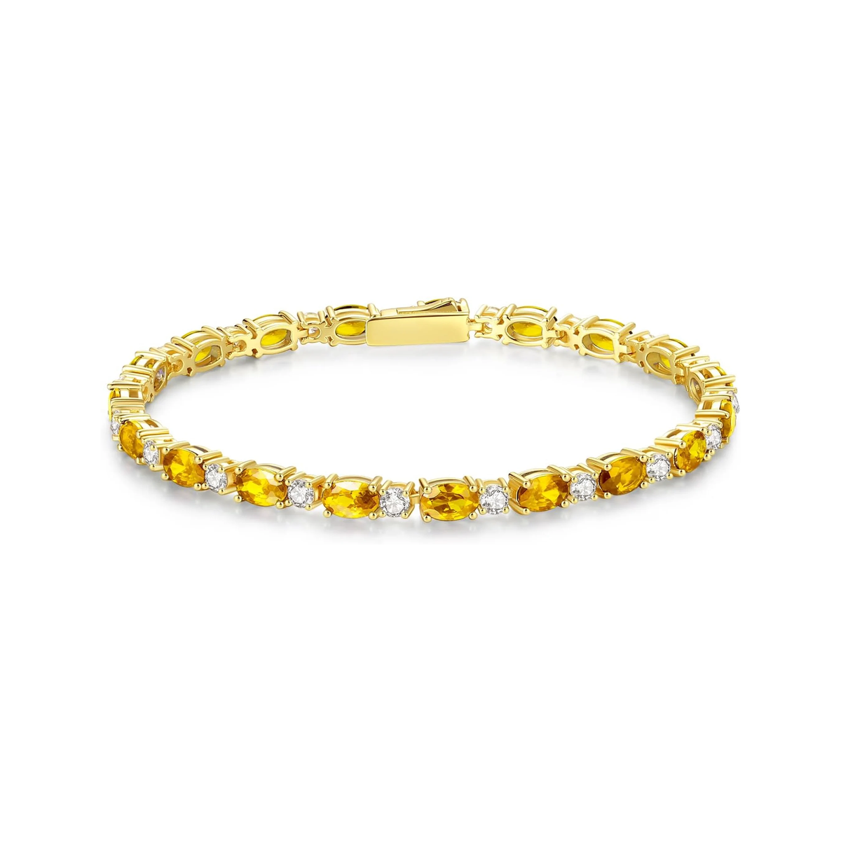 14K Gold Plated Silver Birthstone Tennis Bracelets for Women 7" Main image