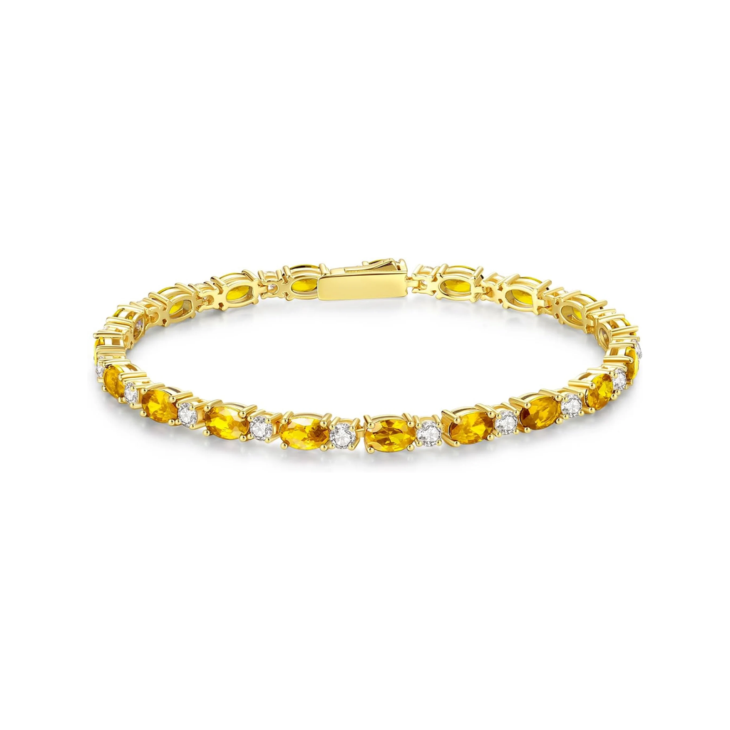 14K Gold Plated Silver Birthstone Tennis Bracelets for Women 7"
