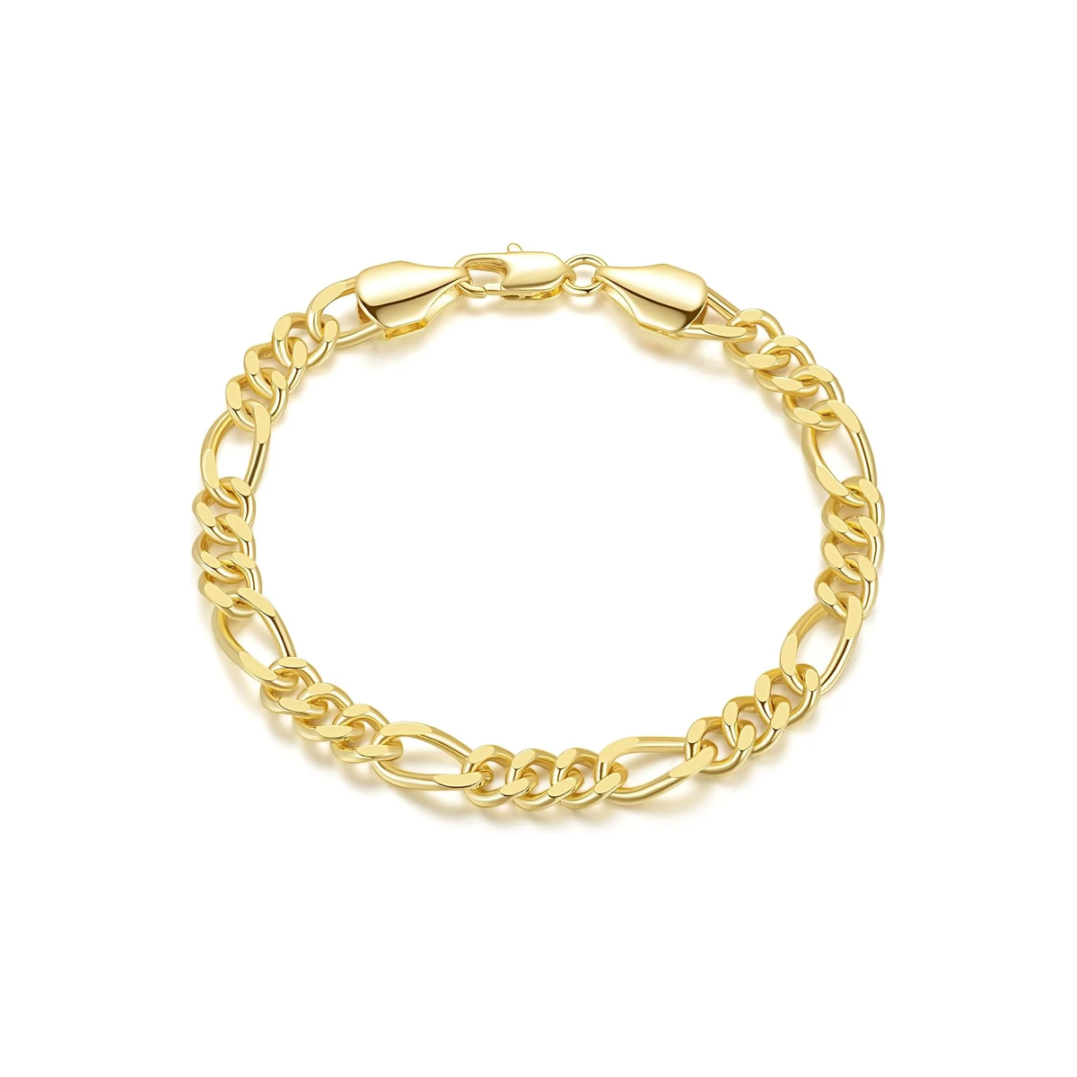 14K Gold Bracelets for Women 6.2Mm Figaro Gold Bracelets for Men