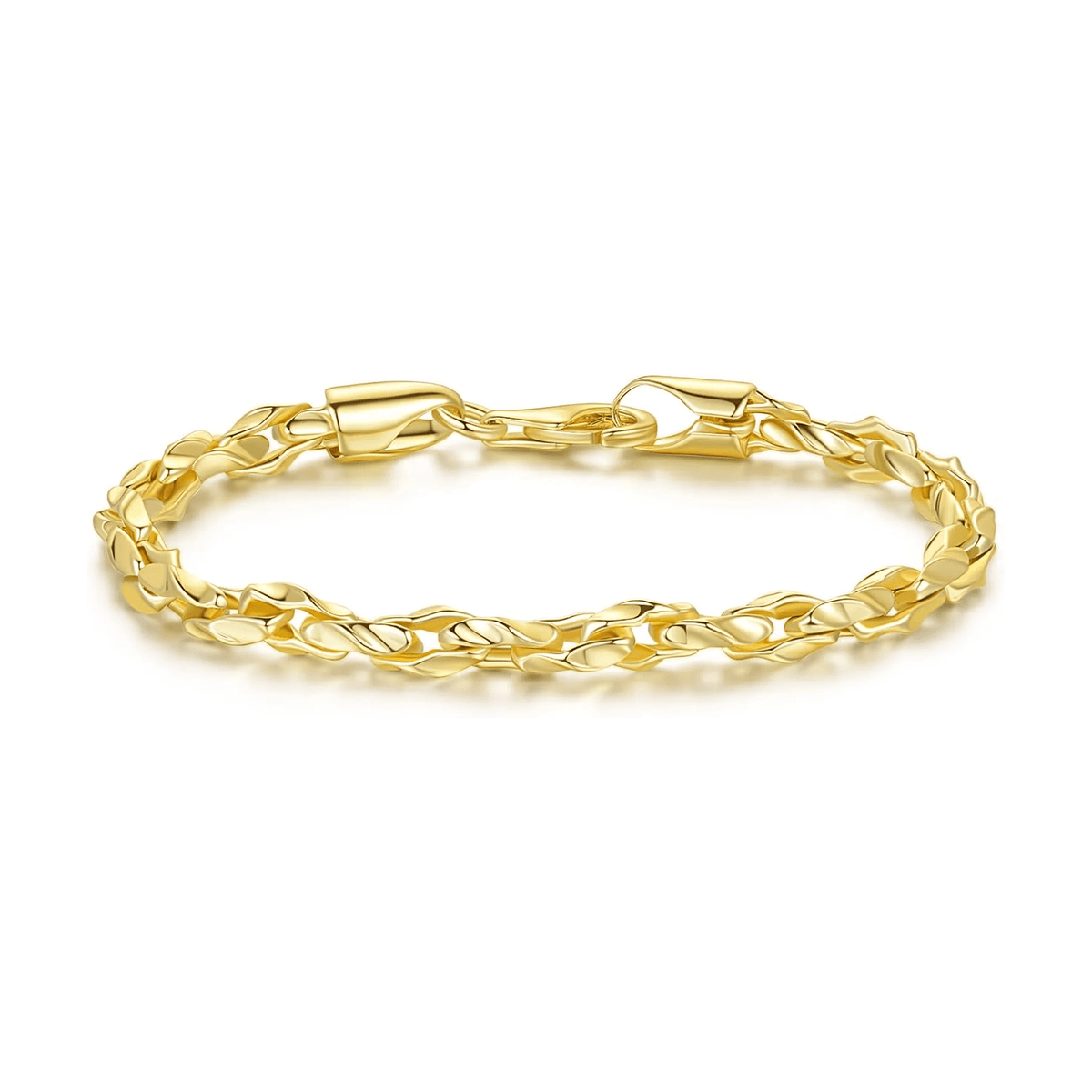 Gold Bracelets for Women 14K Gold Bracelet Dainty Bracelets for Womens Braided Chain Bracelet for Women Men 6.5/7/7.5/8/9In - KARMARKA Main image