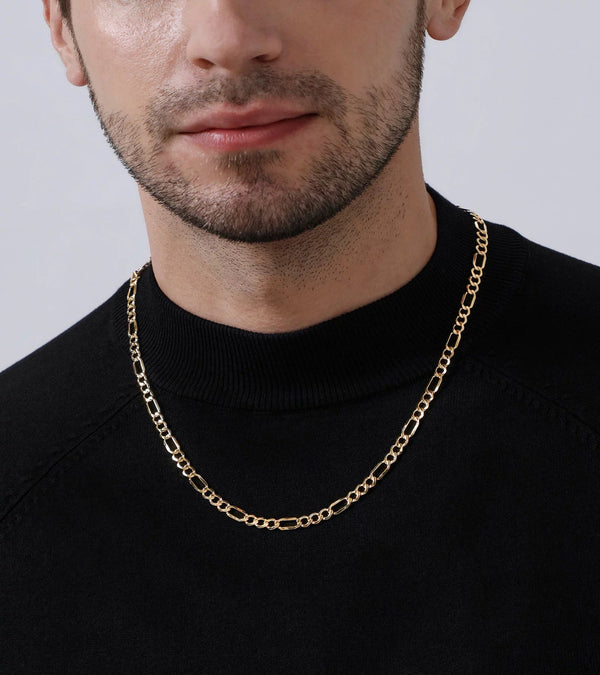 Gold Chain Necklace Collection - 14K Solid Yellow Gold Filled Figaro Chain Necklaces for Women and Men with Different Sizes (2.8Mm, 3.7Mm, 4.7Mm, 5.6Mm) - KARMARKA