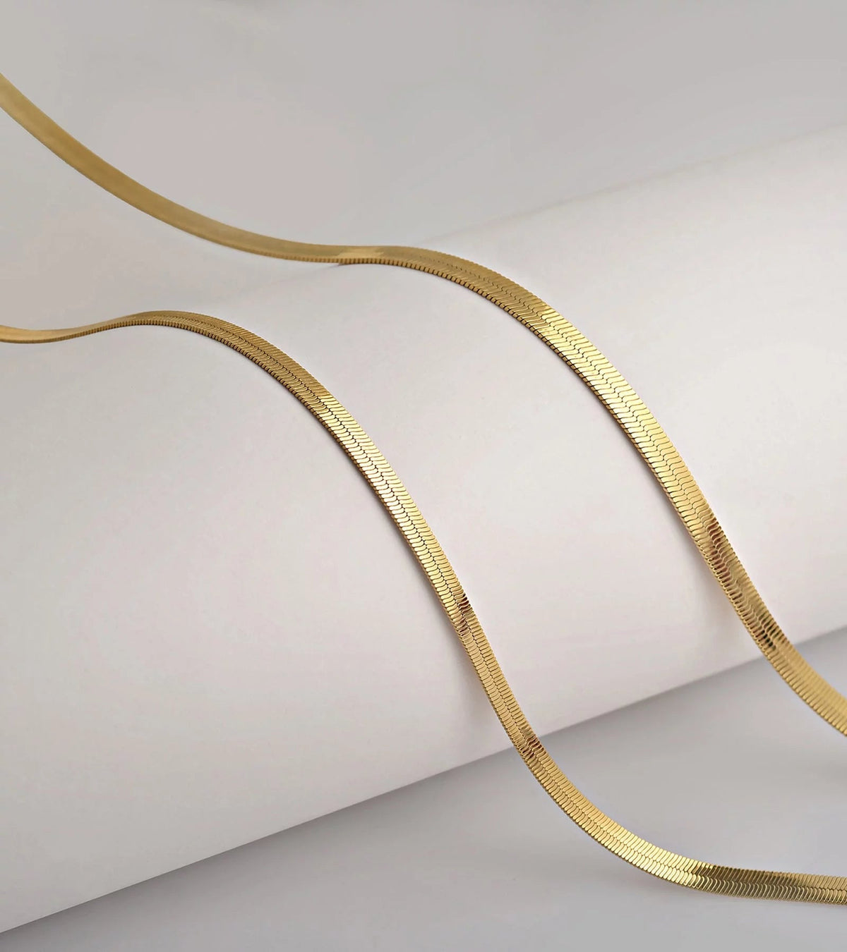 Gold Chain Necklace Collection - 14K Solid Yellow Gold Filled Herringbone/Snake Chain Necklaces for Women and Men with Different Sizes (3.2Mm or 4.0Mm) - KARMARKA