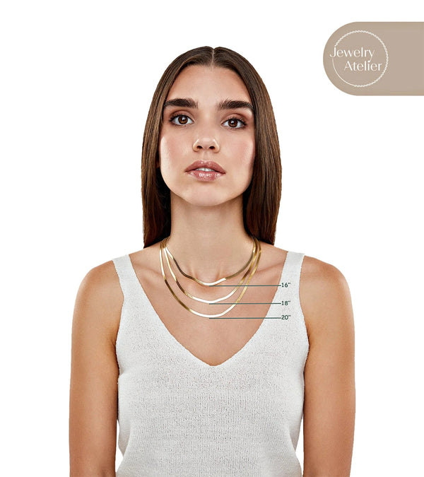 Gold Chain Necklace Collection - 14K Solid Yellow Gold Filled Herringbone/Snake Chain Necklaces for Women and Men with Different Sizes (3.2Mm or 4.0Mm) - KARMARKA