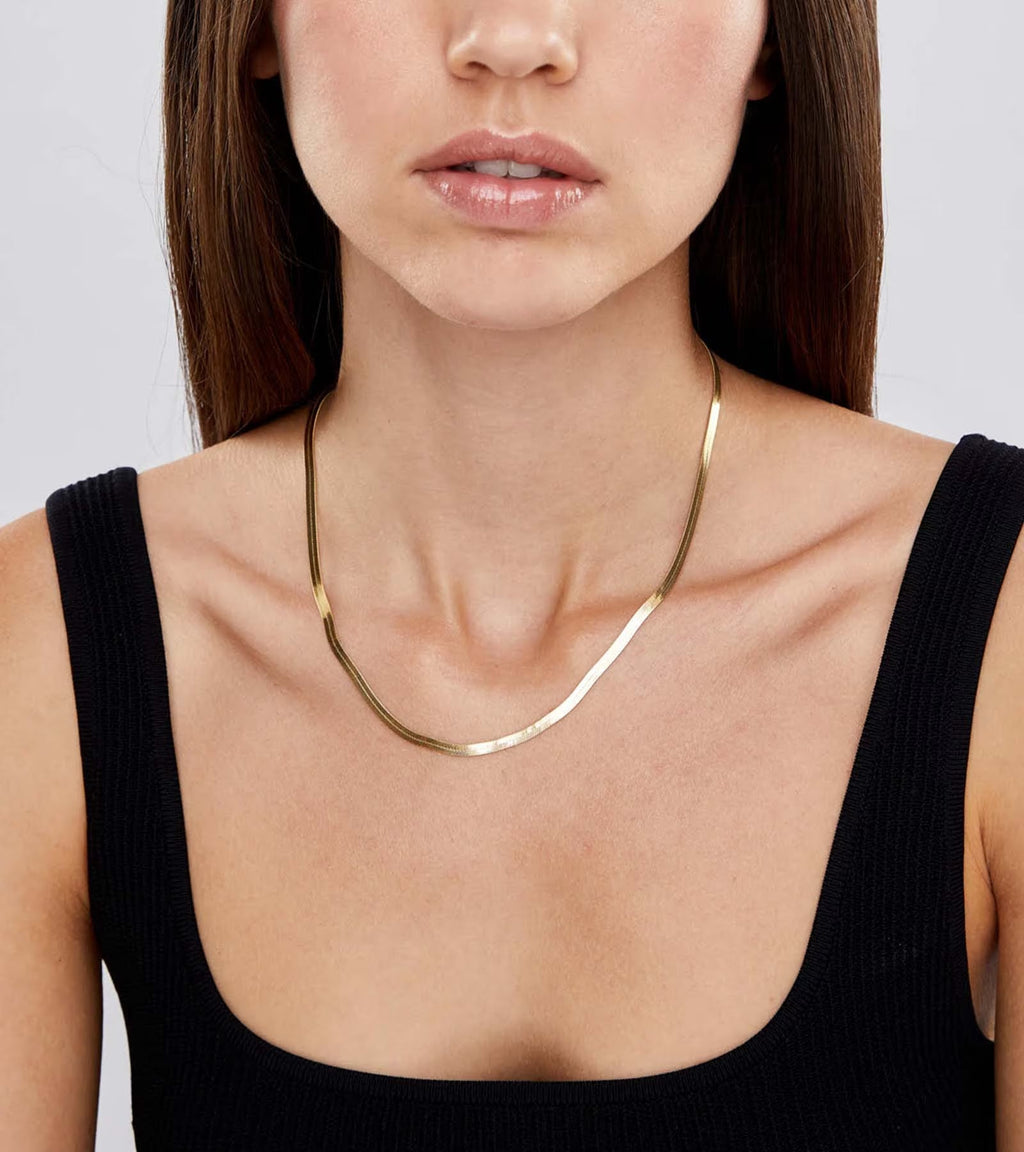 Gold Chain Necklace Collection - 14K Solid Yellow Gold Filled Herringbone/Snake Chain Necklaces for Women and Men with Different Sizes (3.2Mm or 4.0Mm) - KARMARKA