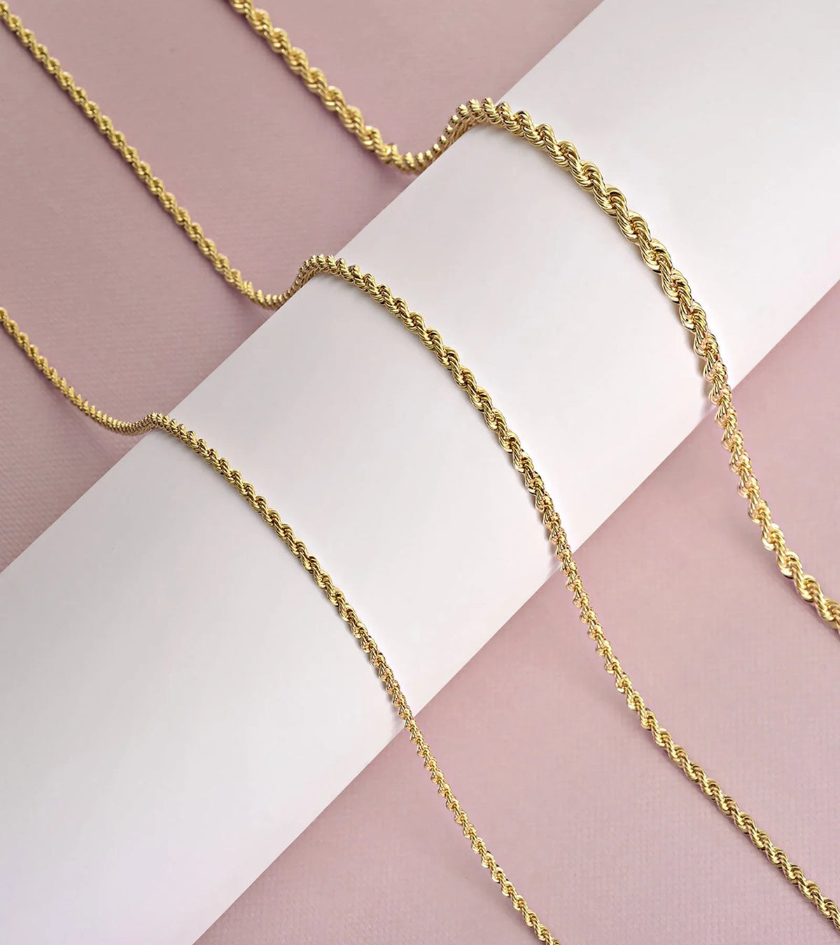 Gold Chain Necklace Collection - 14K Solid Yellow Gold Filled Rope Chain Necklaces for Women and Men with Different Sizes (2.1Mm, 2.7Mm, or 3.8Mm) - KARMARKA