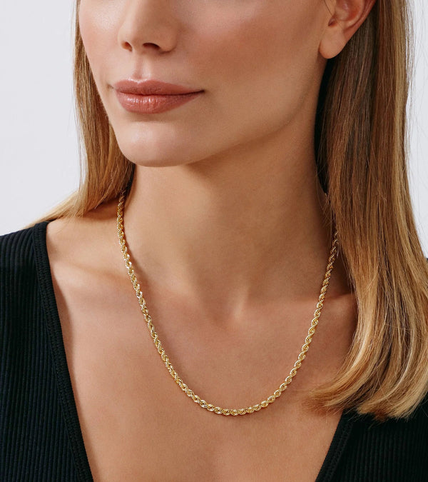 Gold Chain Necklace Collection - 14K Solid Yellow Gold Filled Rope Chain Necklaces for Women and Men with Different Sizes (2.1Mm, 2.7Mm, or 3.8Mm) - KARMARKA