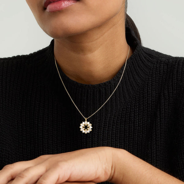 Gold Cute Necklace,Sterling Silver Dainty round CZ Pendant Necklaces for Women - KARMARKA