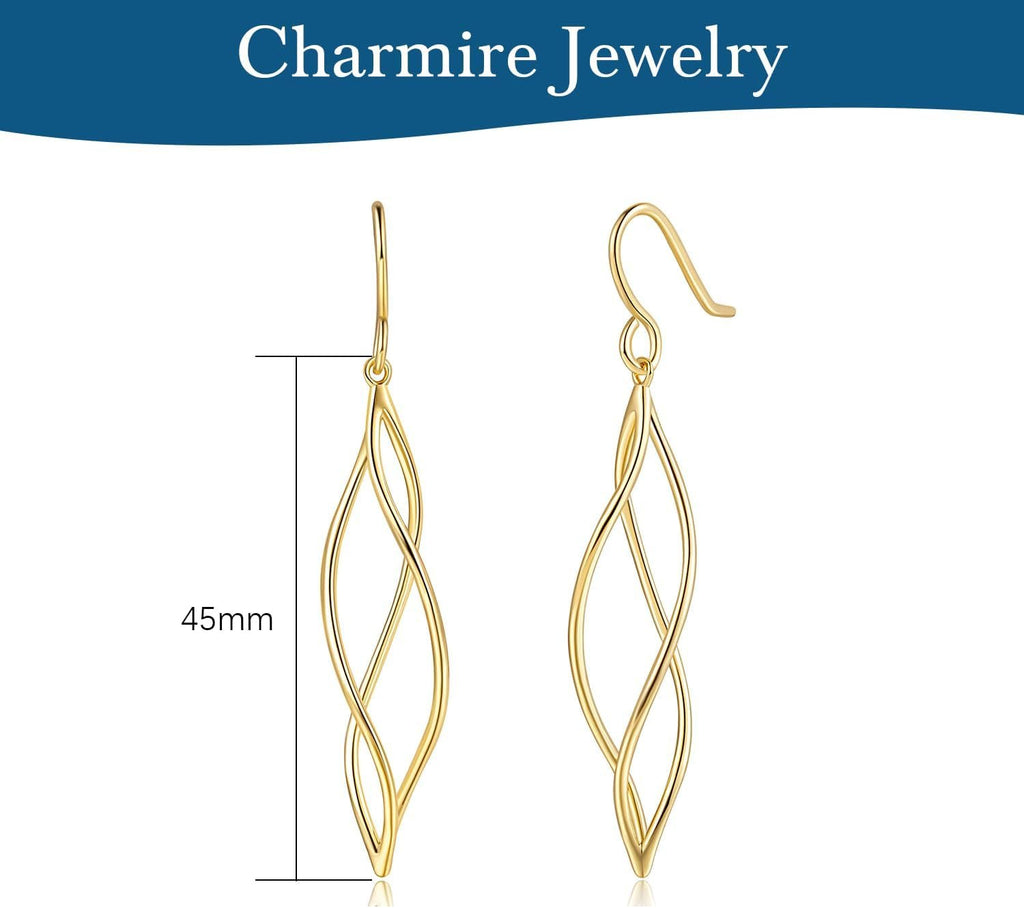 Gold Dangle Earrings 14K Gold Earrings for Women - KARMARKA