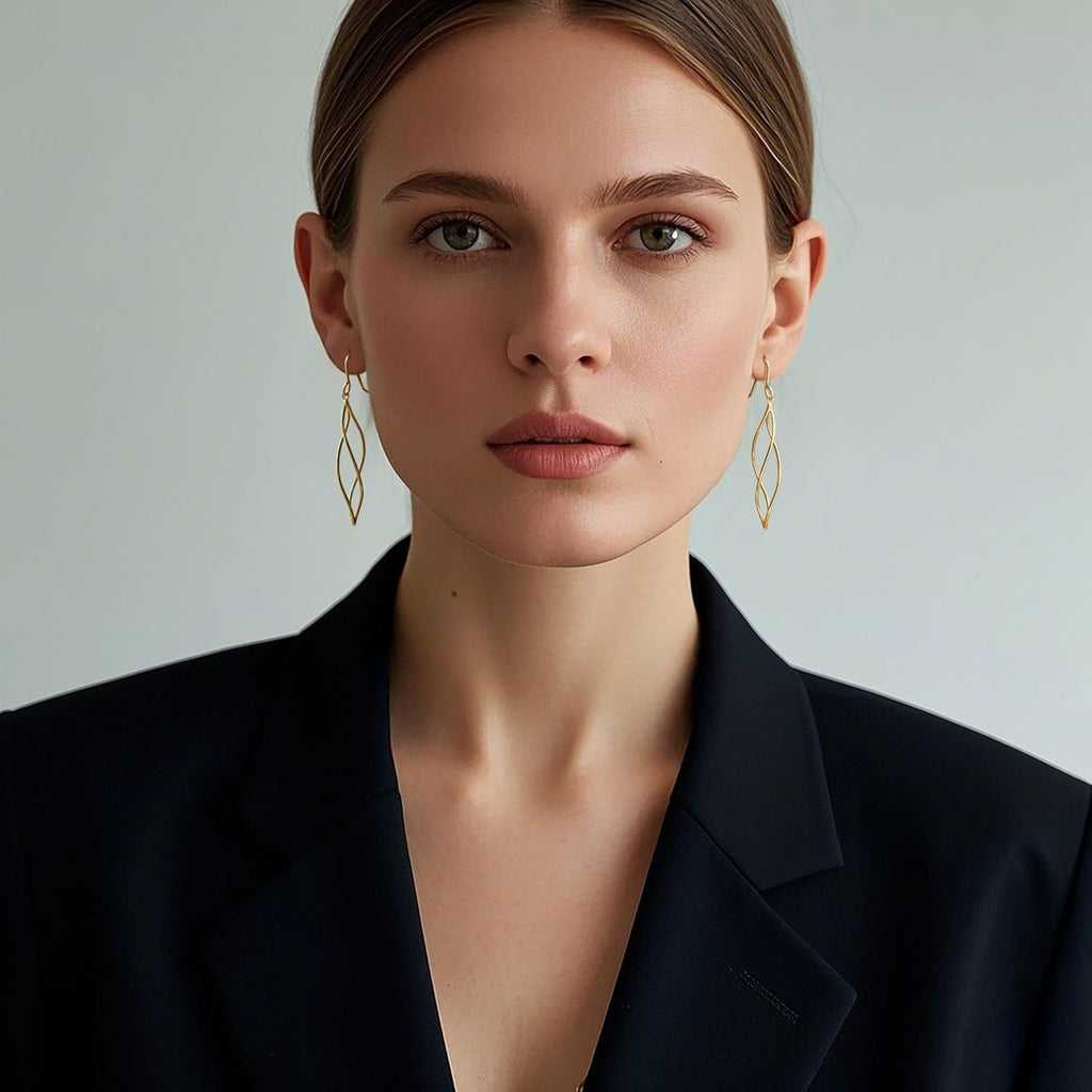 Gold Dangle Earrings 14K Gold Earrings for Women - KARMARKA