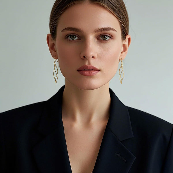 Gold Dangle Earrings 14K Gold Earrings for Women - KARMARKA
