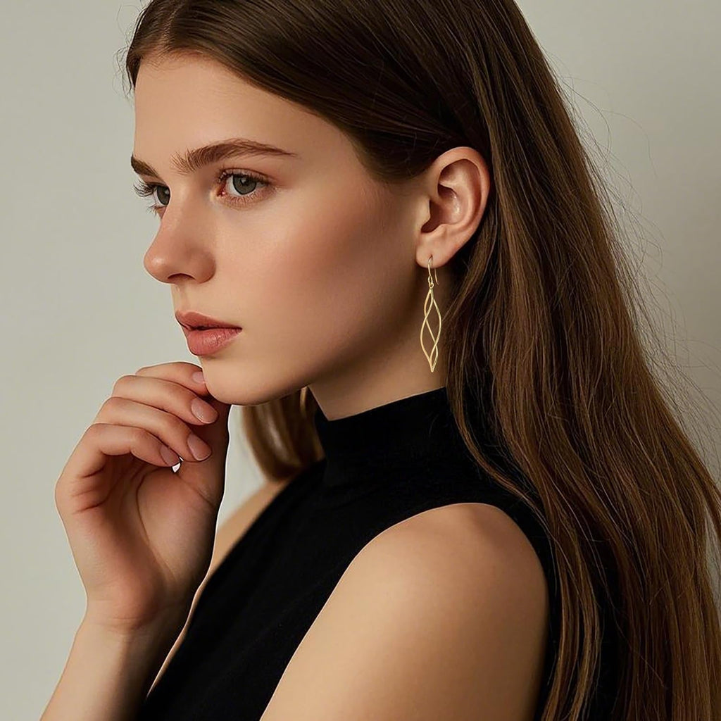 Gold Dangle Earrings 14K Gold Earrings for Women - KARMARKA