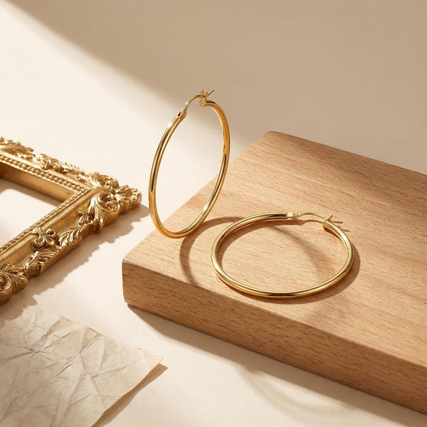 Gold Earrings for Women 14K Gold Hoop Earrings for Women - KARMARKA