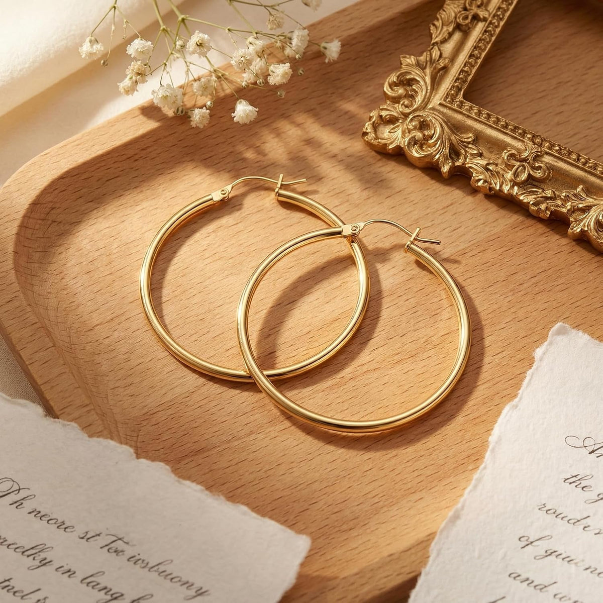 Gold Earrings for Women 14K Gold Hoop Earrings for Women - KARMARKA