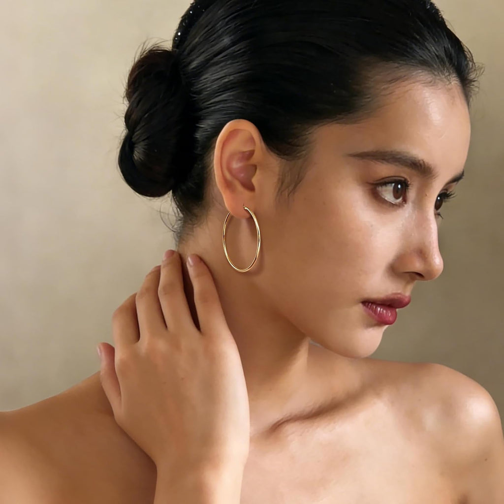Gold Earrings for Women 14K Gold Hoop Earrings for Women - KARMARKA