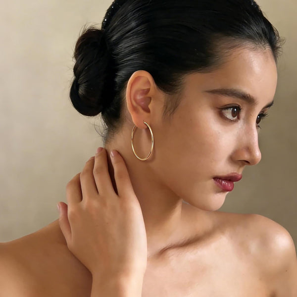 Gold Earrings for Women 14K Gold Hoop Earrings for Women - KARMARKA