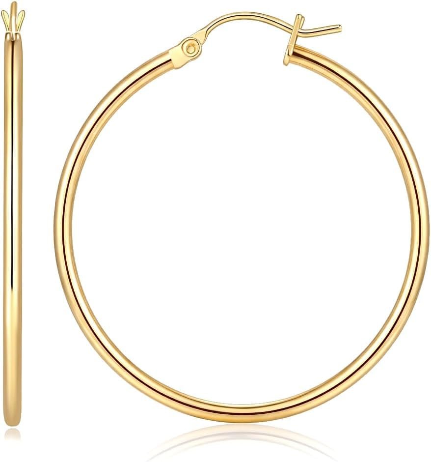Gold Earrings for Women 14K Gold Hoop Earrings for Women - KARMARKA