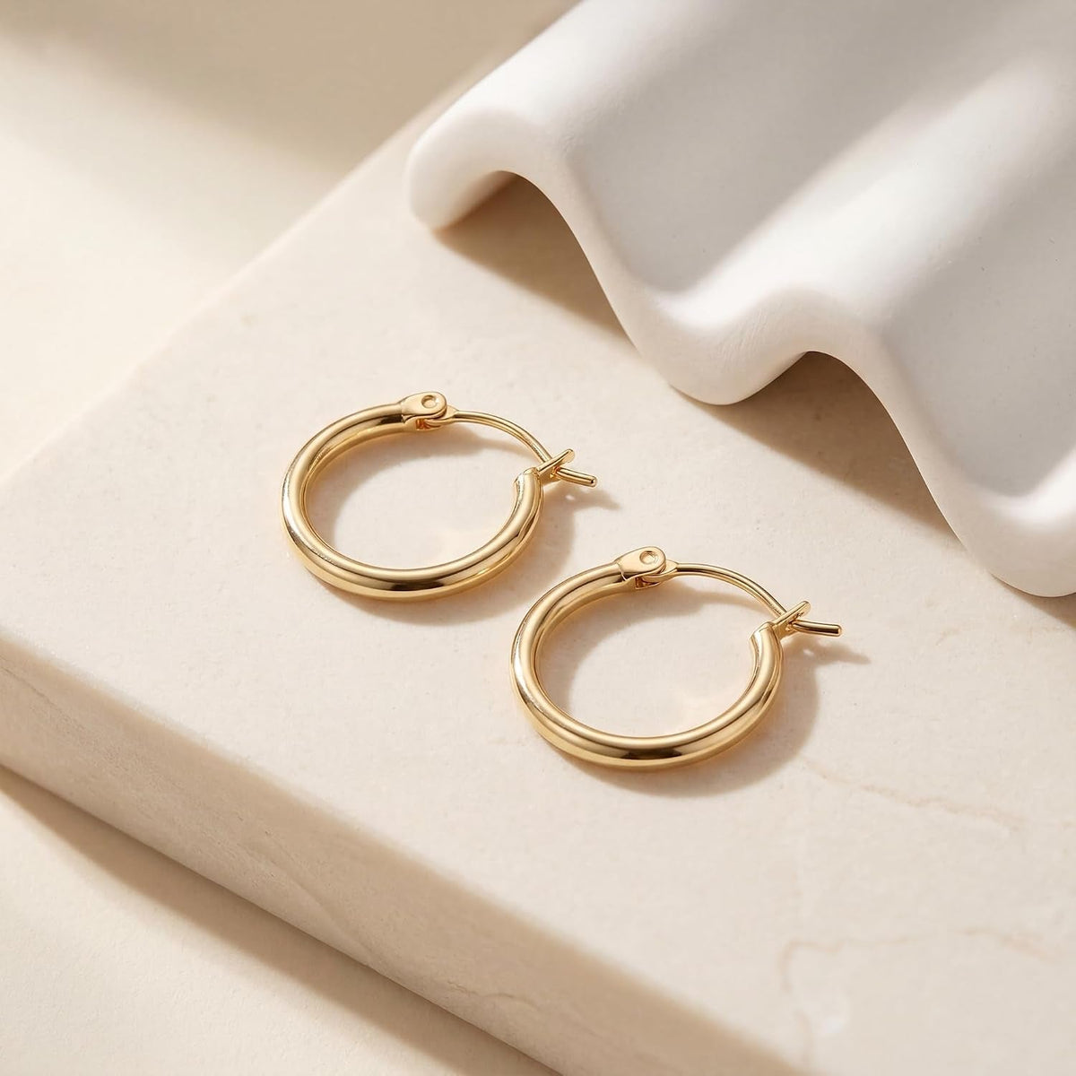 Gold Hoop Earrings 14K Gold Earrings for Women - KARMARKA