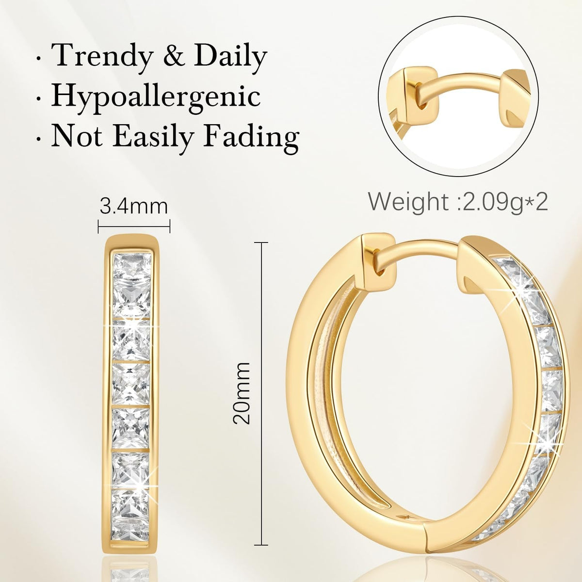 Gold Hoop Earrings 14K Gold Earrings for Women - KARMARKA