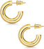 Gold Hoop Earrings, 14K Gold Plated Chunky Small Hoop Earrings for Women Lightweight Jewelry Gifts 14/20/30/35/45MM - KARMARKA