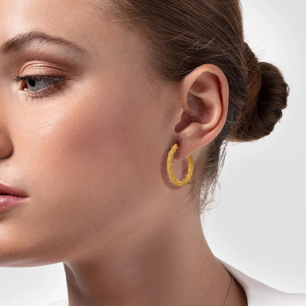 Gold Hoop Earrings for Women 14K Gold Earrings for Women - KARMARKA