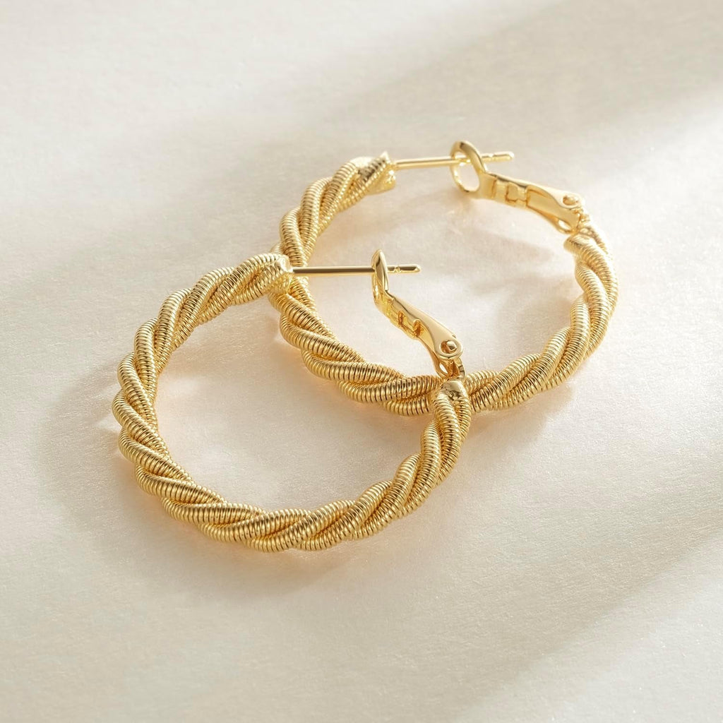 Gold Hoop Earrings for Women 14K Gold Earrings for Women - KARMARKA