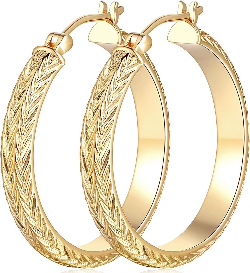 Gold Hoop Earrings for Women 14K Gold Earrings for Women - KARMARKA