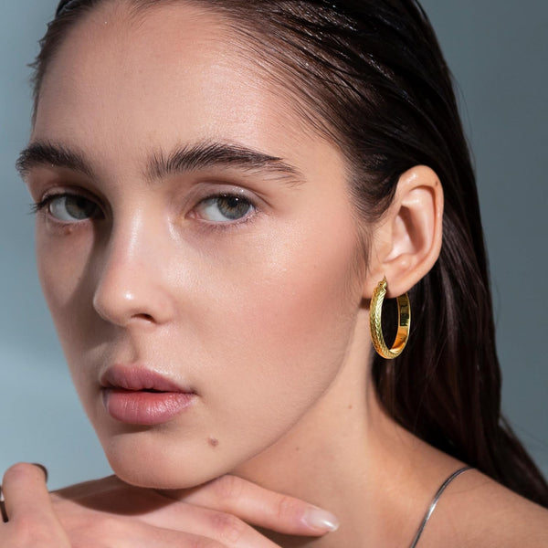 Gold Hoop Earrings for Women 14K Gold Earrings for Women - KARMARKA