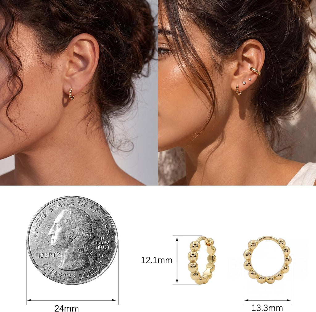 Gold Huggie Hoop Earrings 14K Gold Plated Dainty Small Simple Hypoallergenic Jewelry Gift for Women - KARMARKA