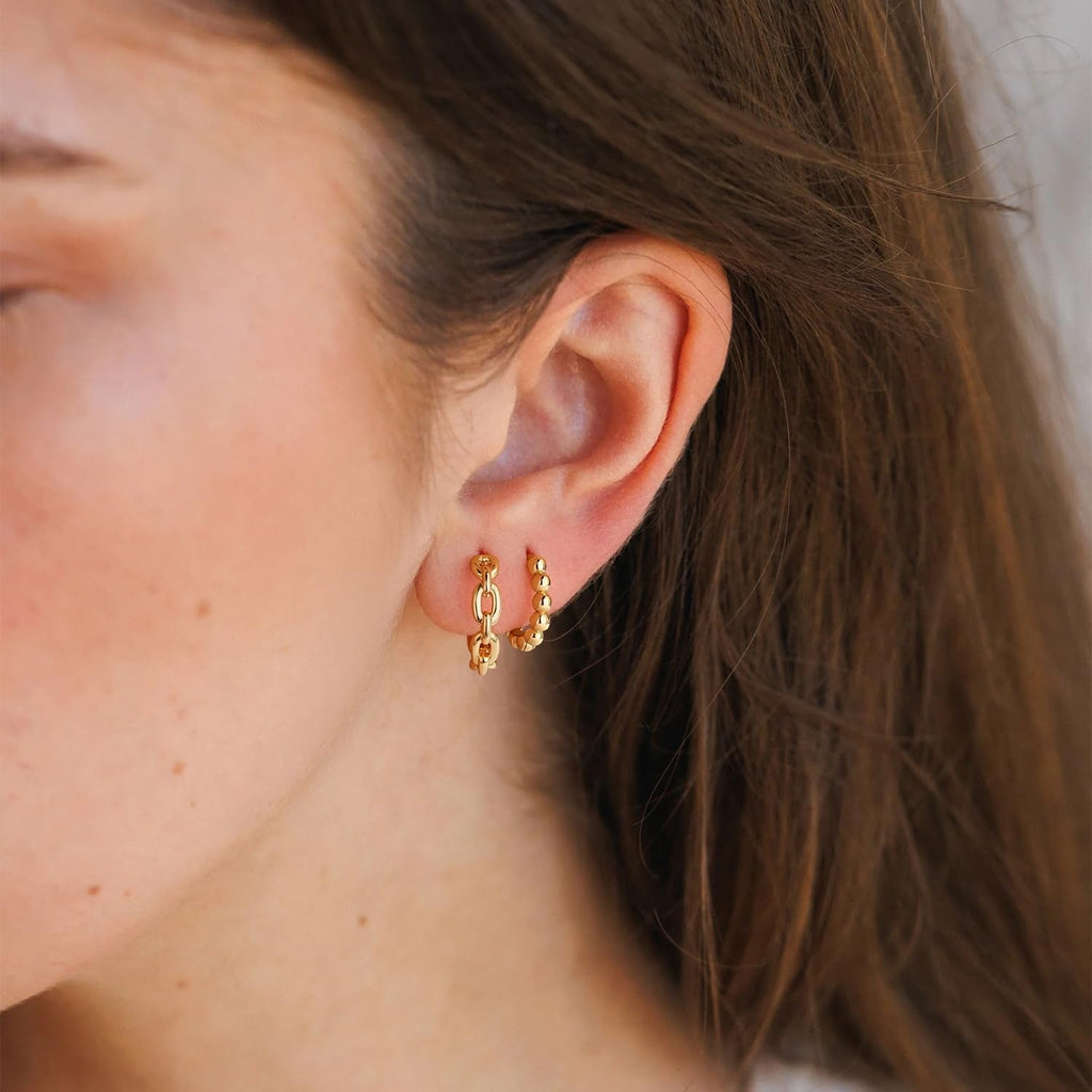 Gold Huggie Hoop Earrings 14K Gold Plated Dainty Small Simple Hypoallergenic Jewelry Gift for Women - KARMARKA