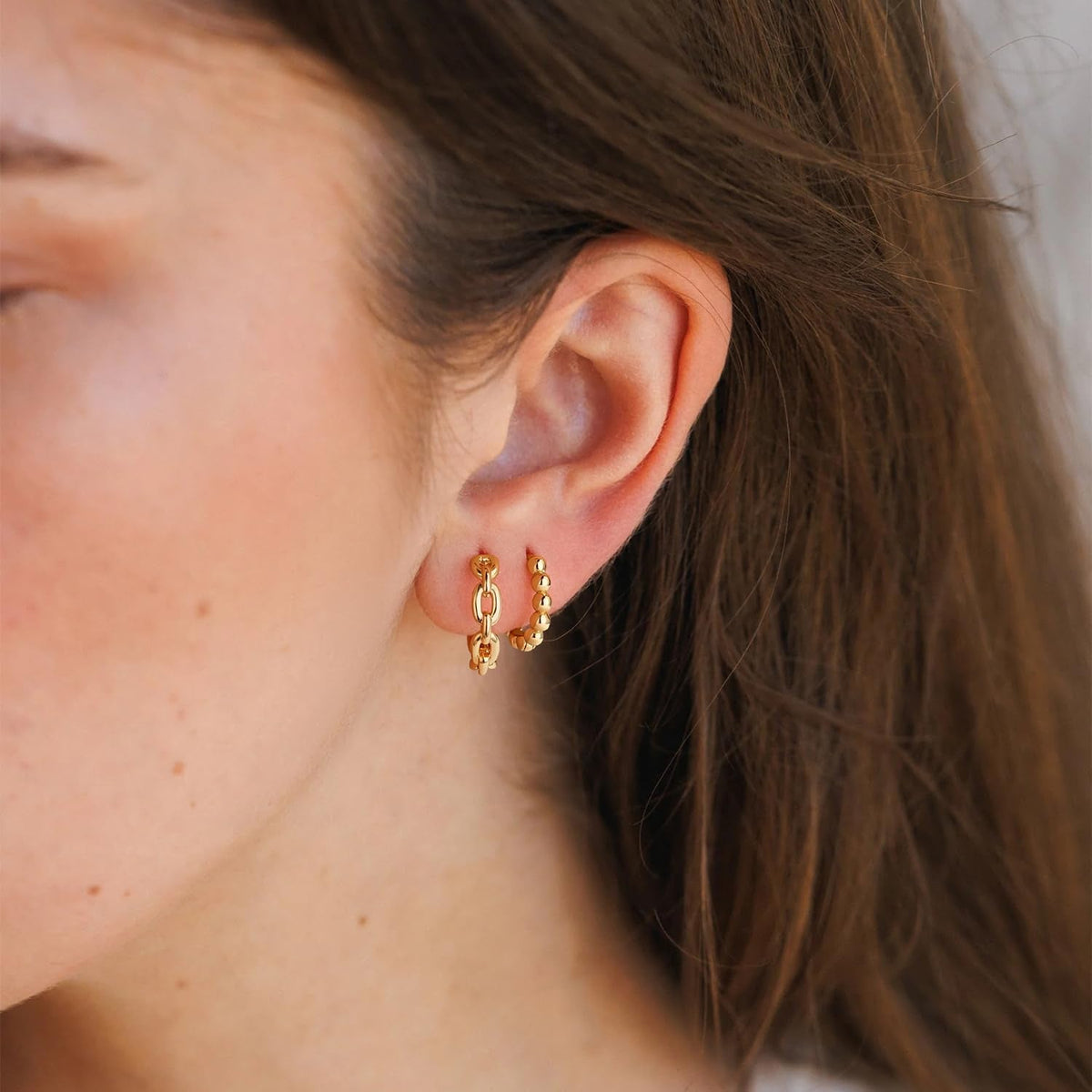Gold Huggie Hoop Earrings 14K Gold Plated Dainty Small Simple Hypoallergenic Jewelry Gift for Women - KARMARKA