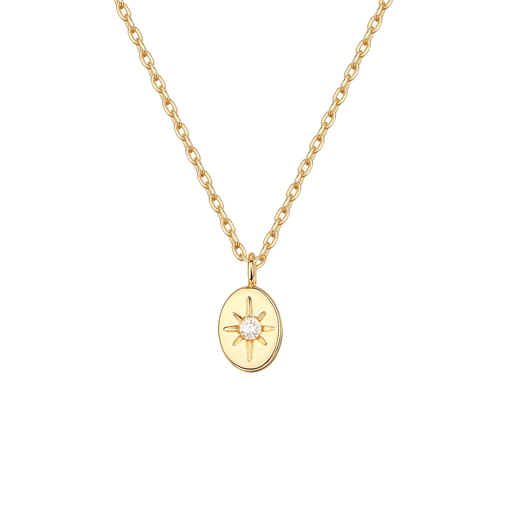 Gold Sunburst Crystal Pendant Necklace for Women – Dainty Celestial Jewelry - KARMARKA