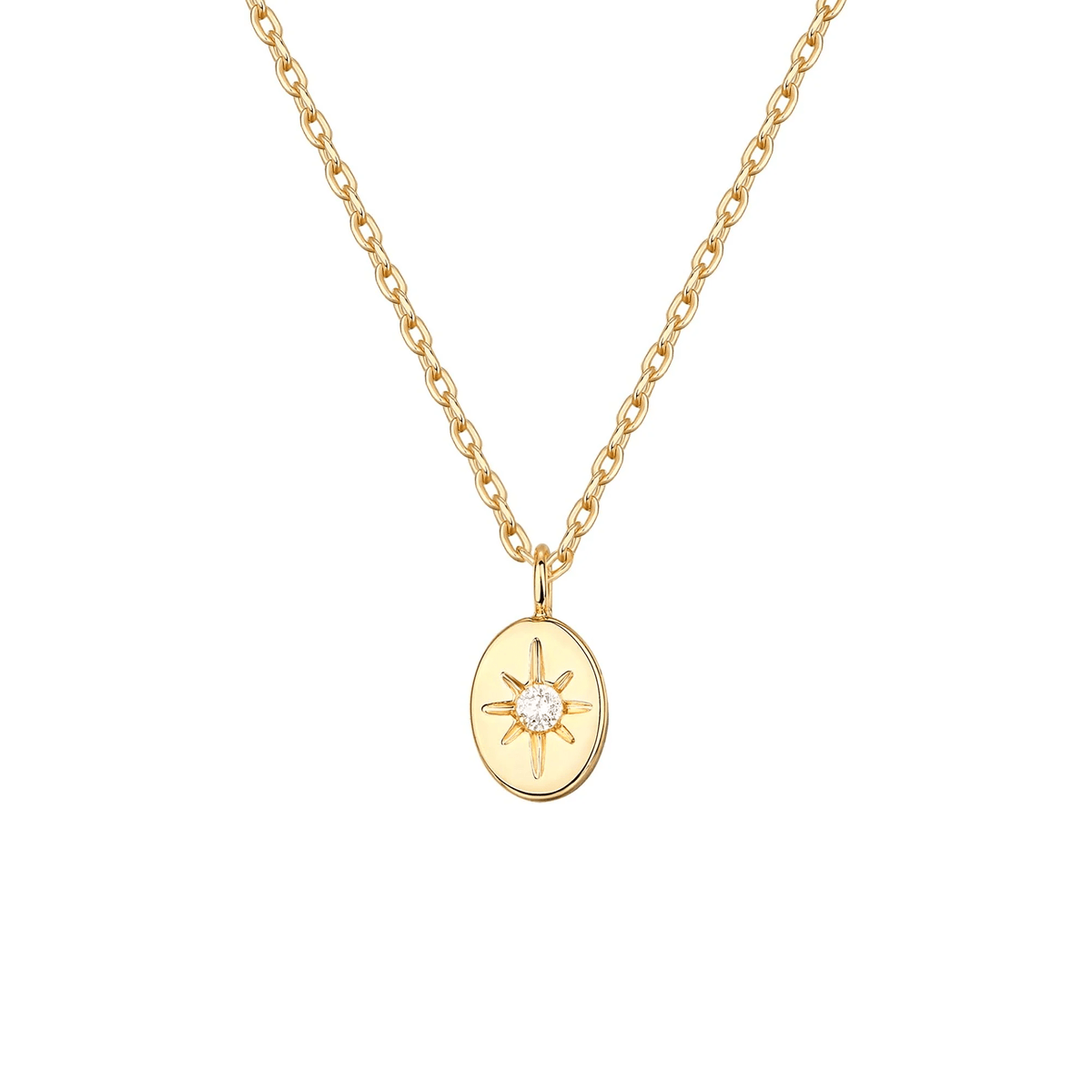 Gold Sunburst Crystal Pendant Necklace for Women – Dainty Celestial Jewelry - KARMARKA
