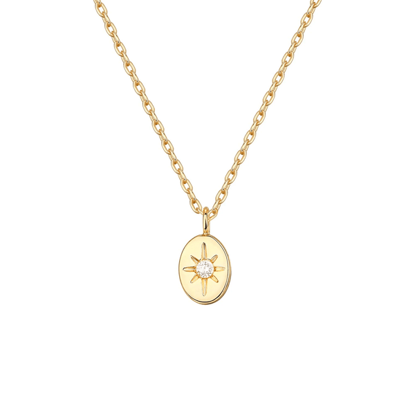 Gold Sunburst Crystal Pendant Necklace for Women – Dainty Celestial Jewelry - KARMARKA