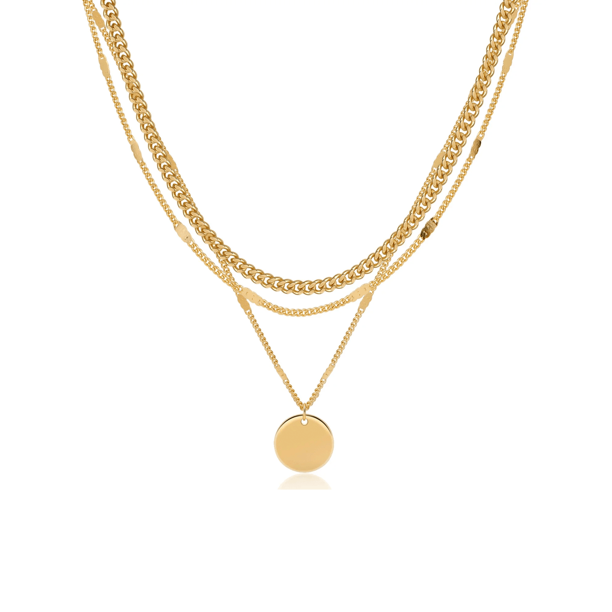 Gold-Tone Layered Coin Pendant Necklace for Women – Dainty Multi-Layer Chain Jewelry - KARMARKA