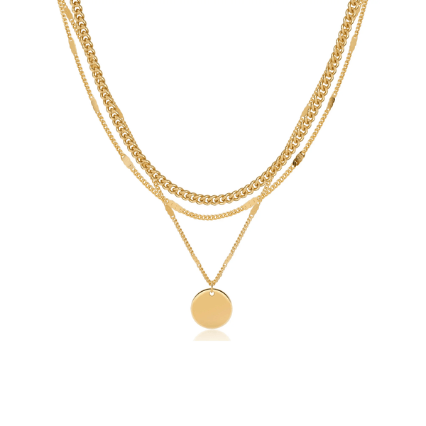 Gold-Tone Layered Coin Pendant Necklace for Women – Dainty Multi-Layer Chain Jewelry - KARMARKA