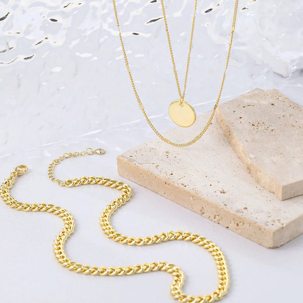 Gold-Tone Layered Coin Pendant Necklace for Women – Dainty Multi-Layer Chain Jewelry - KARMARKA