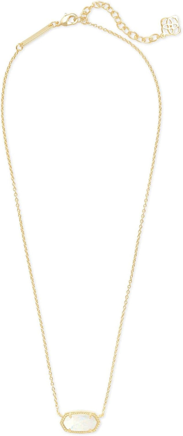Gold-Tone Opal Pendant Necklace for Women – Elegant Geometric Statement Chain - KARMARKA