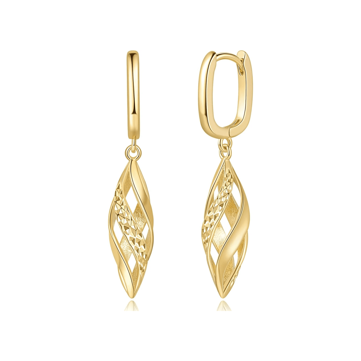 Gold Twisted Drop Hoop Earrings for Women – Elegant Leaf-Inspired Statement Earrings - KARMARKA Main image