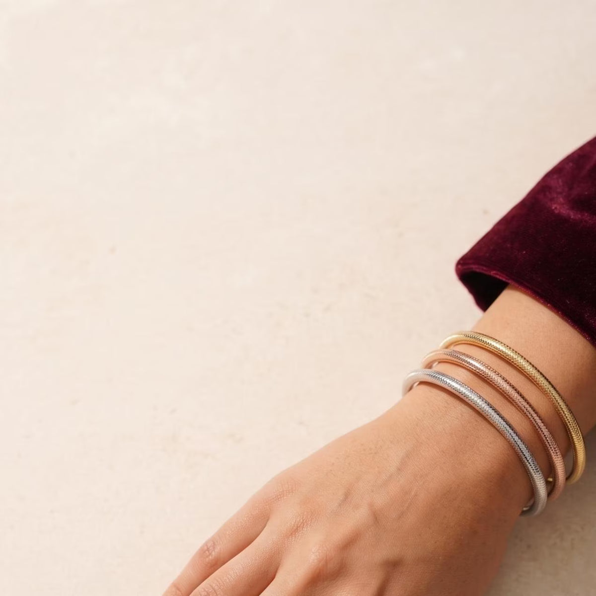 14K Solid Gold Snake Chain Flexible Bangle Bracelet | Stackable Minimalist Everyday Wear