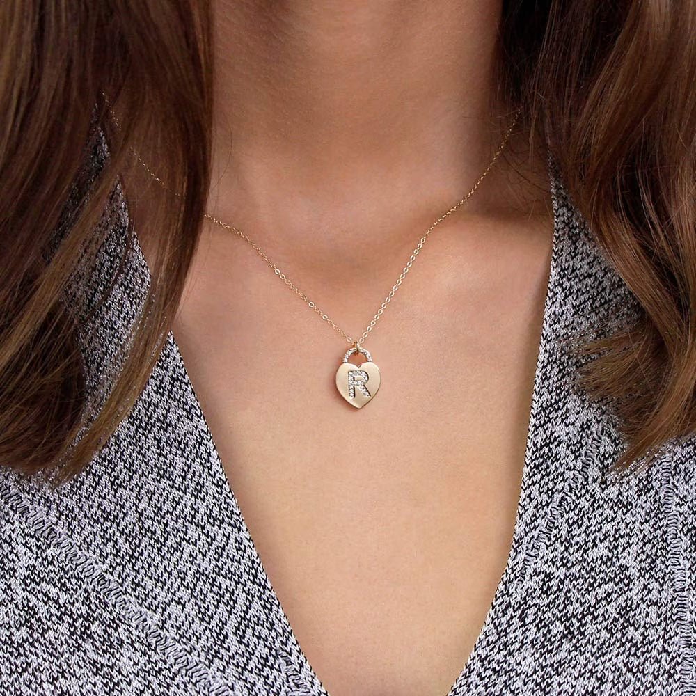 Initial Necklace for Women 14K Gold Plated Cubic Zirconia Letter Pendant Necklace for Women Birthday Christmas Mothers Day Gifts - KARMARKA