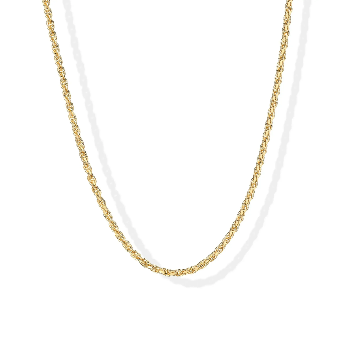 14K Gold Plated Rope Chain Necklace - Chain Necklaces for Women - Plated Gold Necklace for Women