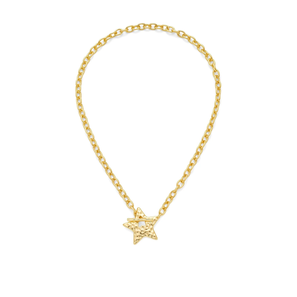 Gold Hammered Star Chunky Necklaces for Women Vintage Jewelry