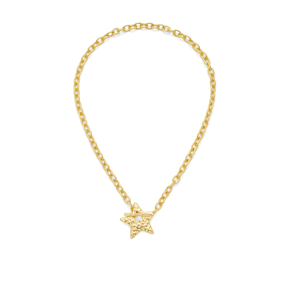 Gold Hammered Star Chunky Necklaces for Women Vintage Jewelry