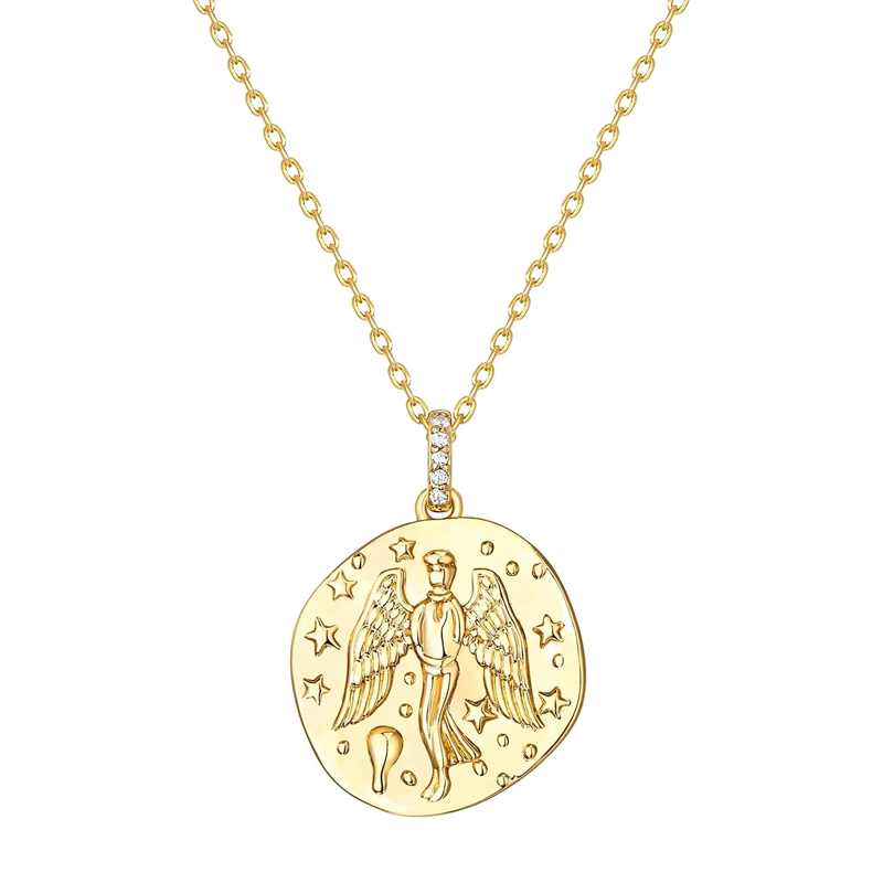 14K Gold Plated Engraved Coin Pendant Necklaces for Women Main image