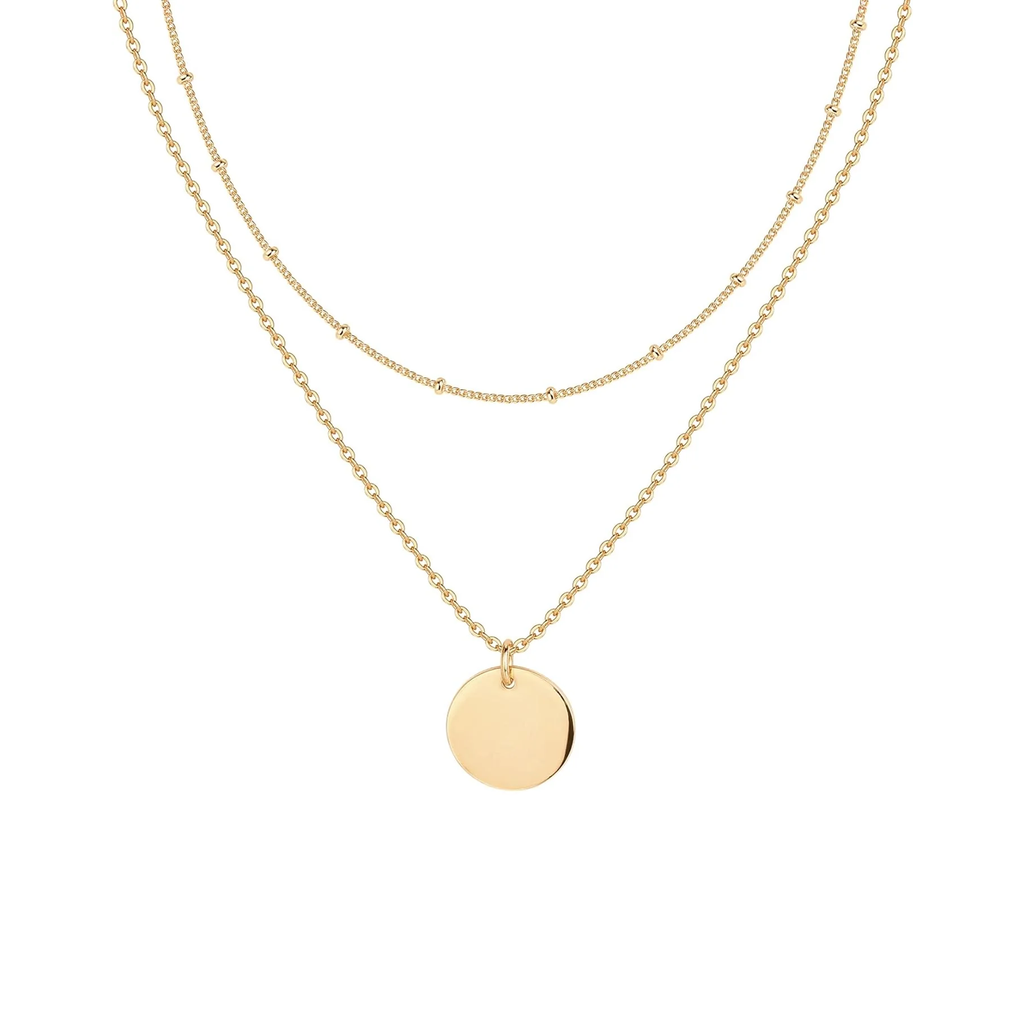 14K Gold Plated Layering Necklaces for Women, Cute Motif Pendants