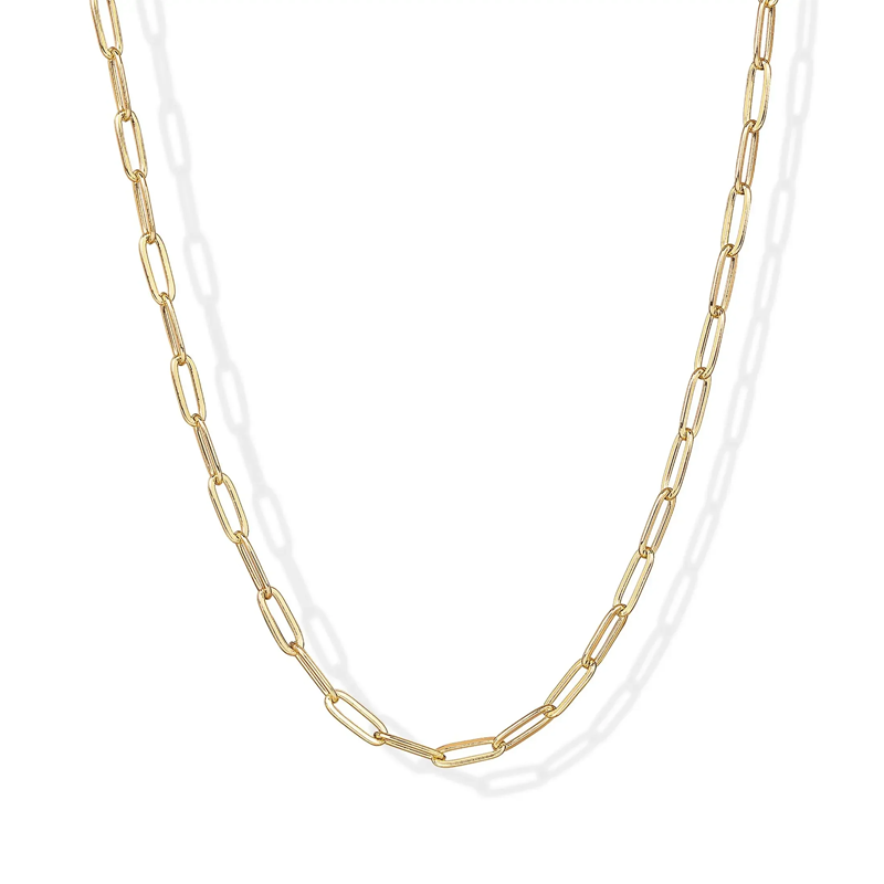 14K Gold Plated Paperclip Chain Necklaces for Women - Dainty Gold Jewelry Chain Necklace - Lightweight 20" Adjustable Link Chain Necklaces
