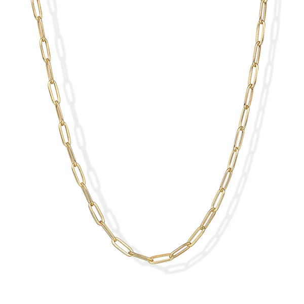 14K Gold Plated Paperclip Chain Necklaces for Women - Dainty Gold Jewelry Chain Necklace - Lightweight 20" Adjustable Link Chain Necklaces