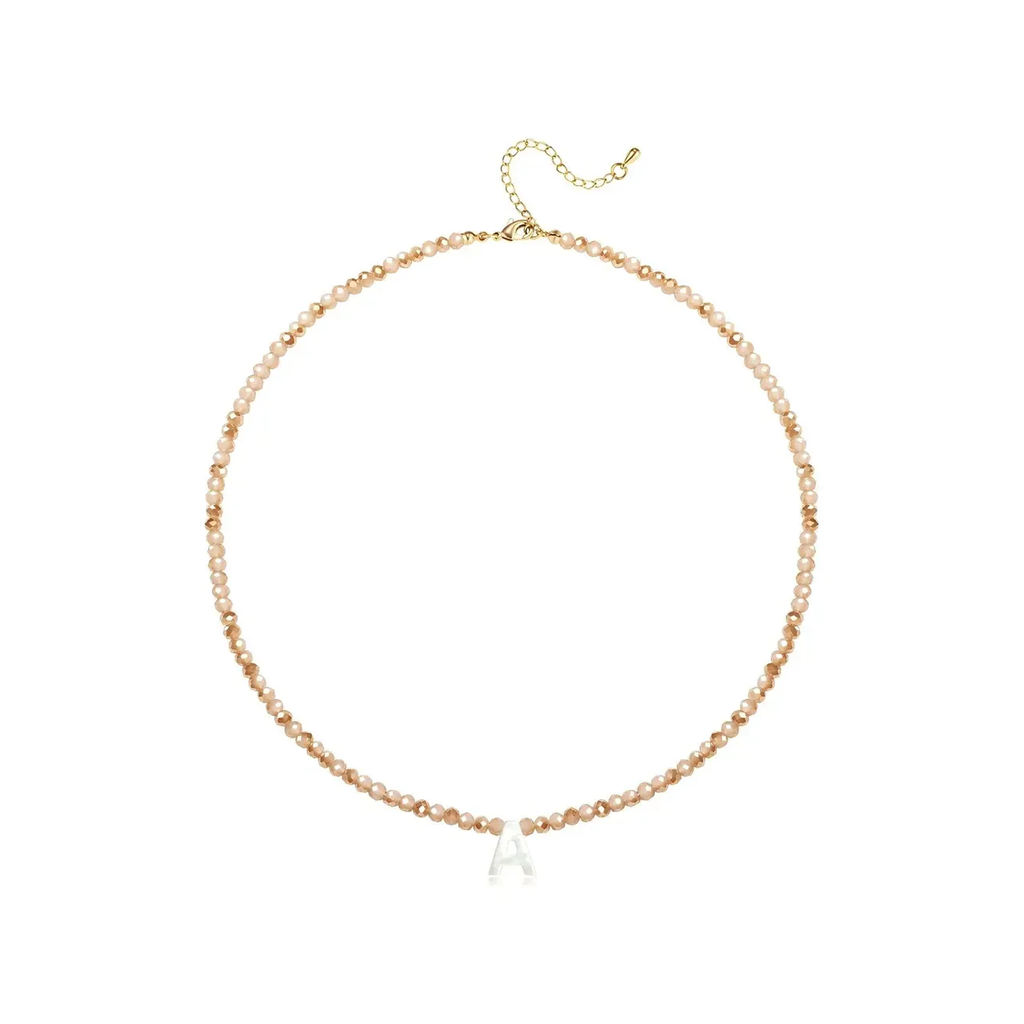 Pendant Necklaces for Women Initial Choker Necklace Beaded Shell Letter Bracelet Trendy Tiny A-Z Simple Jewelry