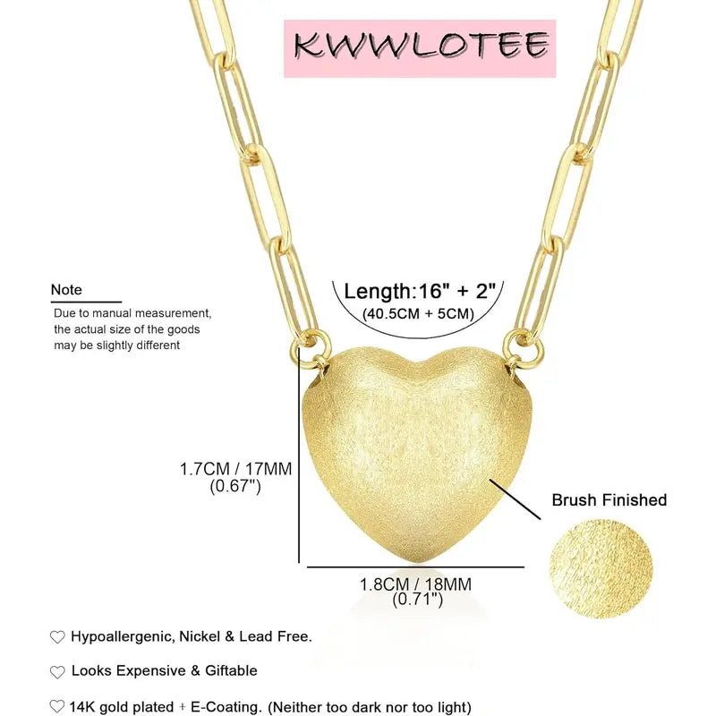 KWWLOTEE Puffy Heart Necklace Female Birthday - KARMARKA